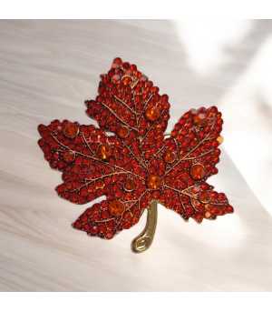 Zjawiskowa Pomarańczowa Broszka Elegancki Przypinany Liść Klonu