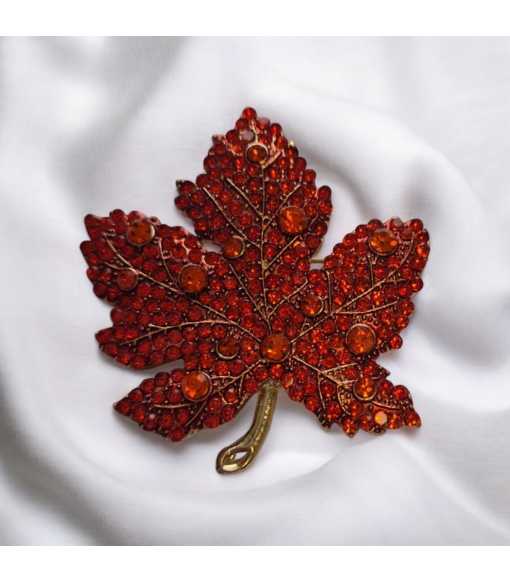 Zjawiskowa Pomarańczowa Broszka Elegancki Przypinany Liść Klonu