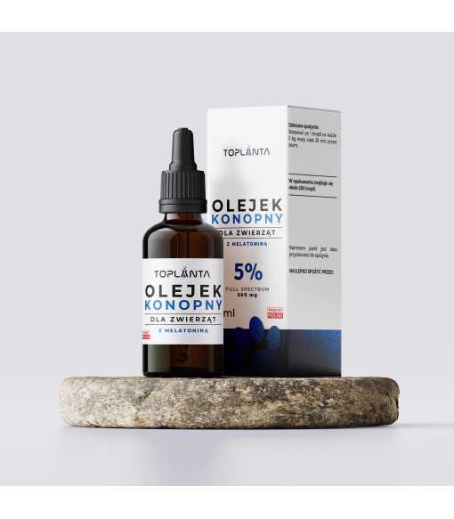 CBD 5% Olejek konopny dla zwierząt Melatonina 10 ml
