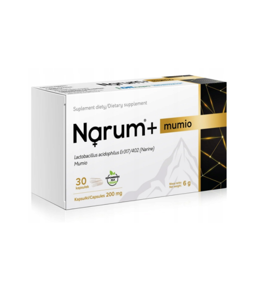 Narum Mumio 200 mg probiotyk Narine dla mikroflory jelitowej 30 kapsułek