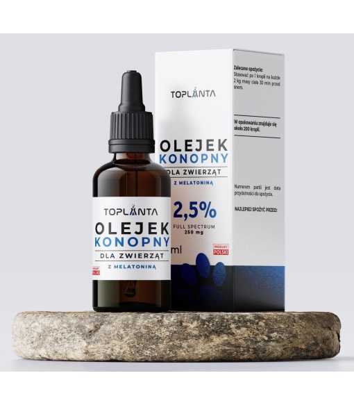 CBD 2,5% Olejek konopny dla zwierząt Melatonina 10 ml
