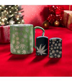 Zapalniczka Benzynowa z Motywem Liści Konopnych v1